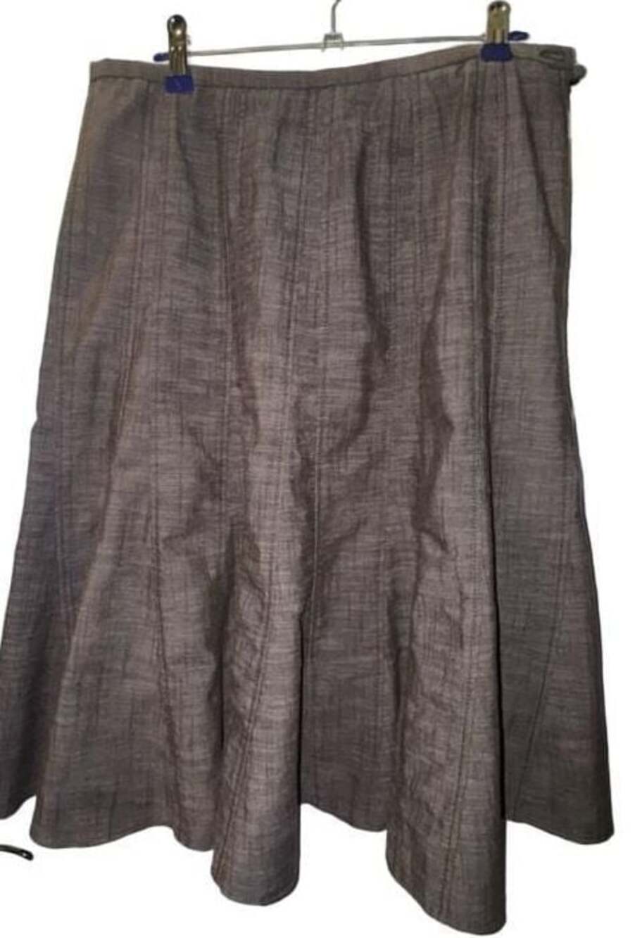 Dress Barn Size 8 Vintage Brown Textured Faux Linen Panel Midi Skirt
